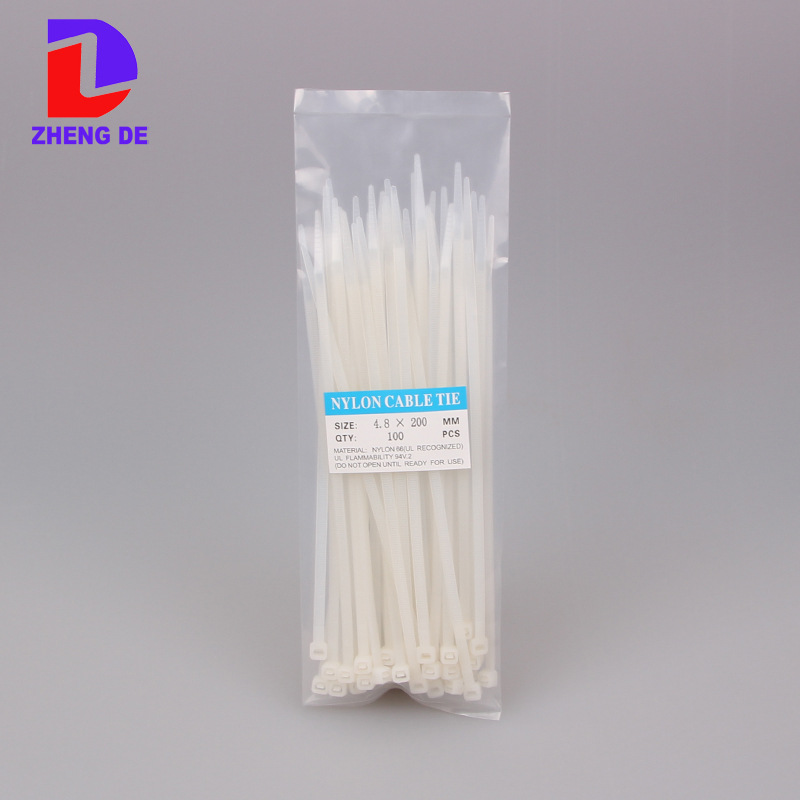 正德出口国标尼龙扎带4.8x200mm 环保束线带 广告扎带100条/包