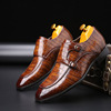 2023 Spring New Leather Shoes Men's Business Pointed Leather Shoes Crocodile Pattern Leather Shoes Men's Side Buckle Cas