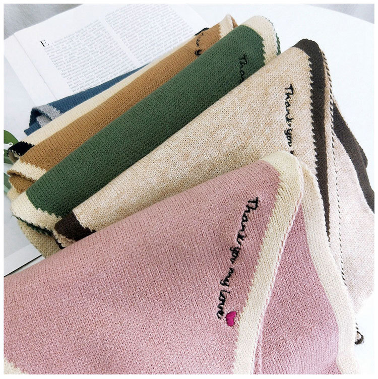 New -angled Solid Color Scarf Female Autumn And Winter Long Couple Students Warm Knitted Wool Scarf display picture 1