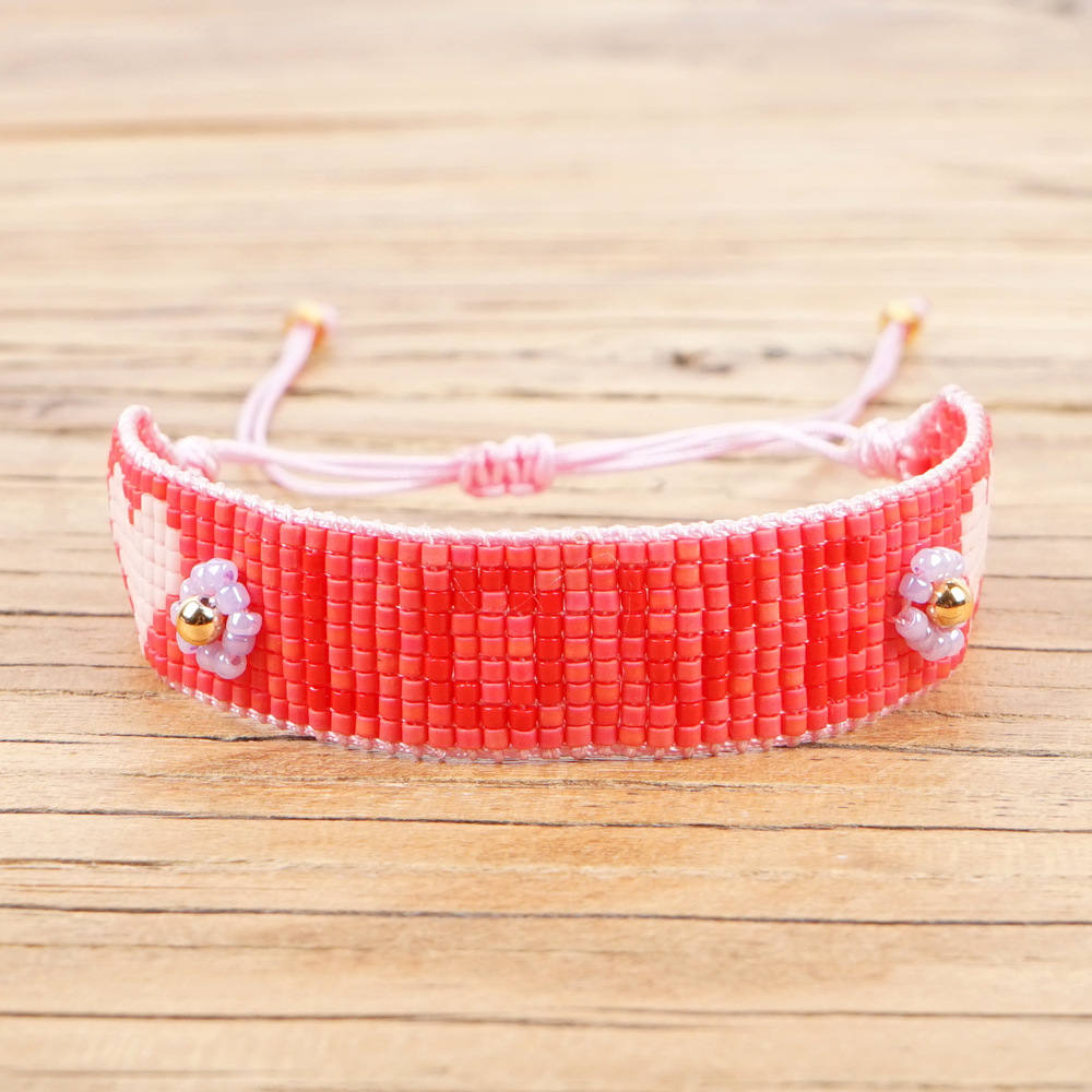 Miyuki Simple Female Bracelet Db Antique Rice Beads Woven Love Pattern Bracelet display picture 13