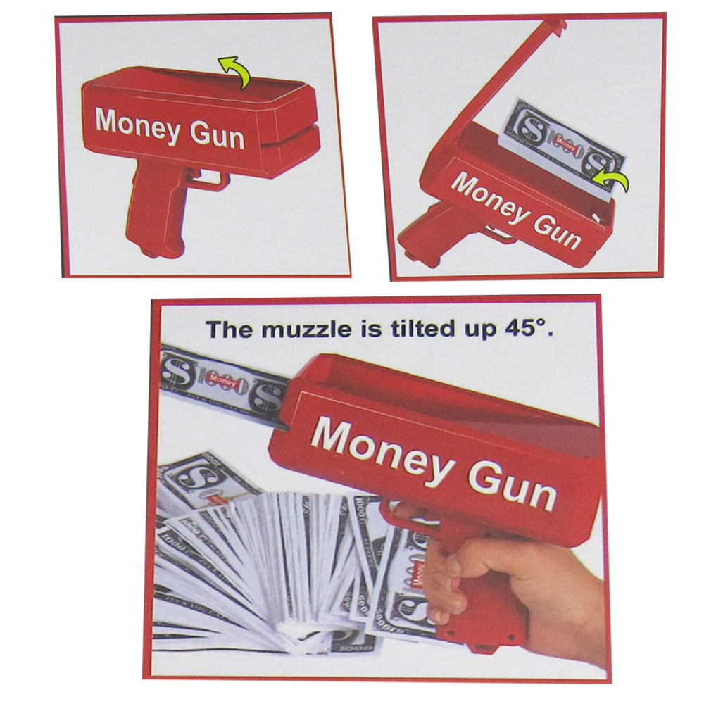 Super dinero pistola eléctrica continua pelo spray dinero pistola papel dinero creativo descompresión dinero pistola dólar accesorios juguete