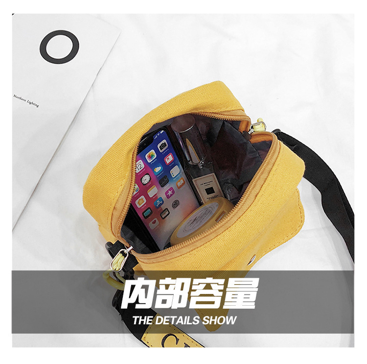 255g Weight Polyester Lining Material Zipper Closure Type Single Shoulder Strap Strap Type Phone Wallet Bags Type Casual, Sports Occasion Canvas Material Letter Pattern All Seasons Season Unisex Gender Vintage Style Style Square Shape White, Yellow, Black Color Small Size New Trendy Fashion Retro Shoulder Bag 14