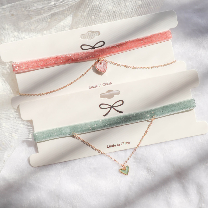 Fairy style jewelry color velvet super shiny velvet neck chain choker love short clavicle chain necklace women