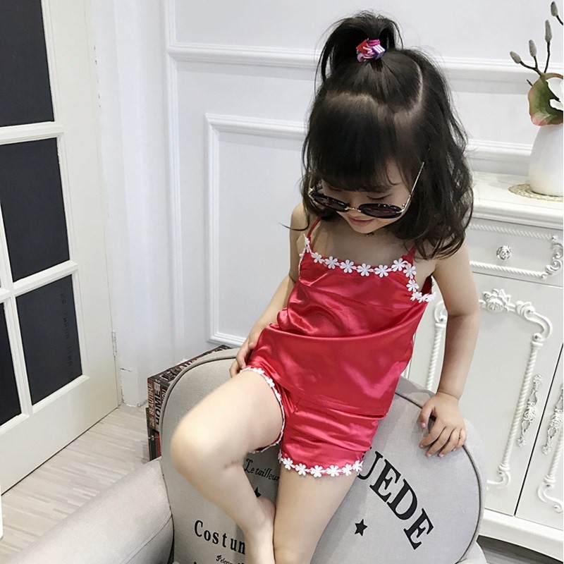 兒童睡衣夏季女童睡裙小孩中大童吊帶女孩子寶寶蕾絲公主冰絲