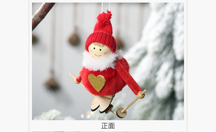 Christmas New Pompom Doll Pendant Ski Snowman Hanging Christmas Decoration Supplies Tree Pendant display picture 7