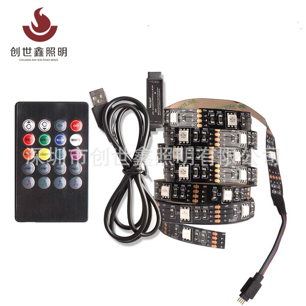 现货 5050USB灯带 30灯黑板音乐遥控TV电视 RGB七彩背景墙 电脑灯|ms