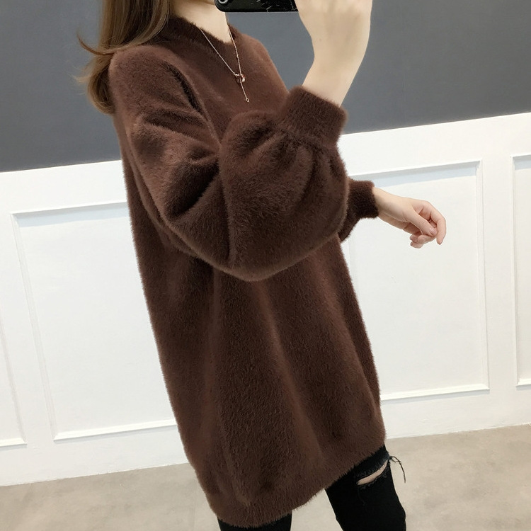 Mid length version Mink like thickening sweater Easy 2019 Autumn and winter new pattern Socket Western style Sweater