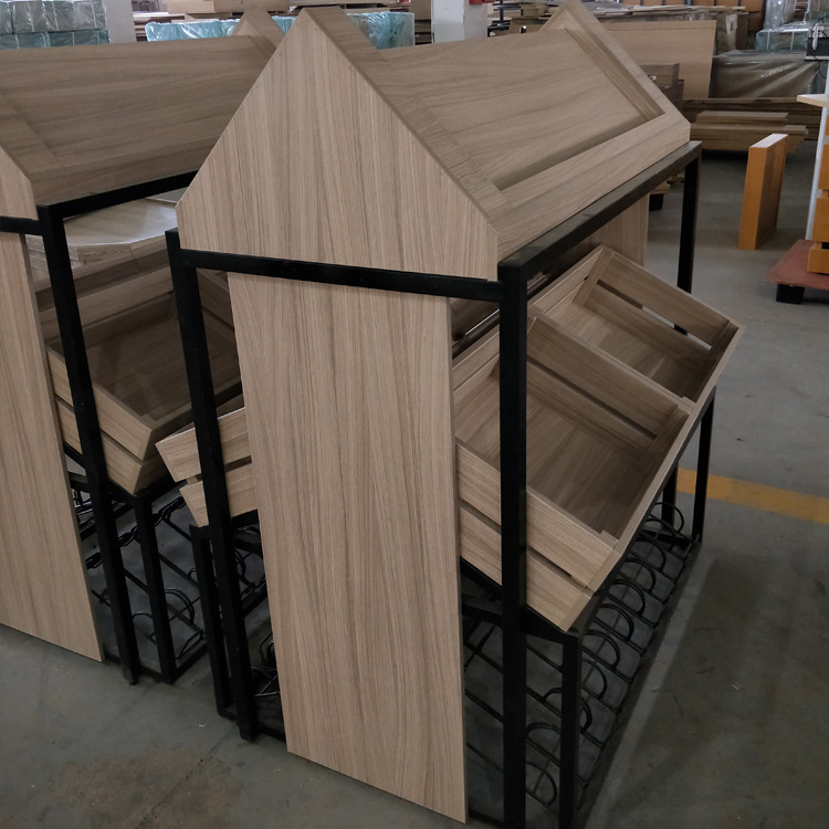 厂家直销定制钢木红酒柜货架展示柜超市便利店红酒白酒展示柜