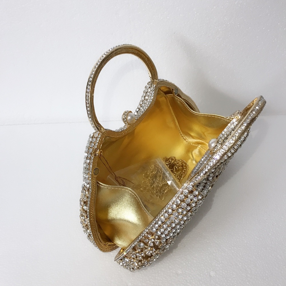 Túi clutch nữ đính kim cương giả dự tiệc cao cấp kích thước 23x12x6 cm — Màu đen chi tiết 28