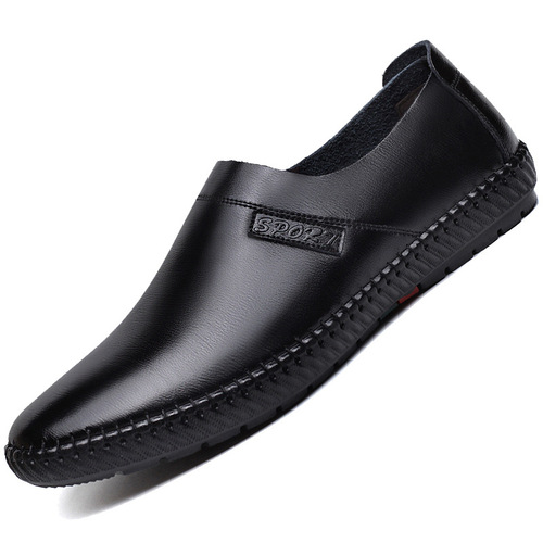 Leather shoes for men spring new style slip-on breathable bean shoes cross-border wholesale men's casual shoes soft sole men's shoes