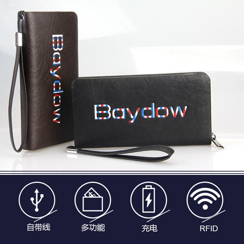 Models with Portable source wallet man High-capacity clutch bag portable battery zipper Grab bag A generation of fat