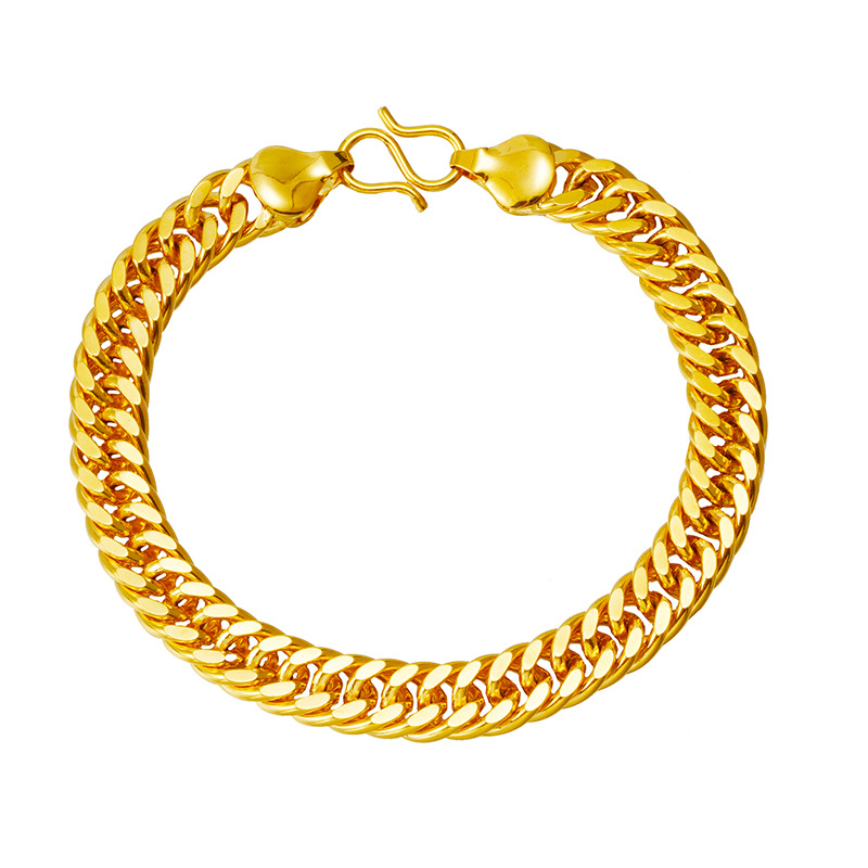 Amazon popular doble hebilla brillante plana Vietnam arena oro pulsera para hombres y mujeres pareja cobre chapado en oro NK pulsera Romana