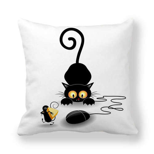 Cartoon Cat Pattern Series Encrypted Peach Velvet Pillowcase Cross-border Supply Source T076