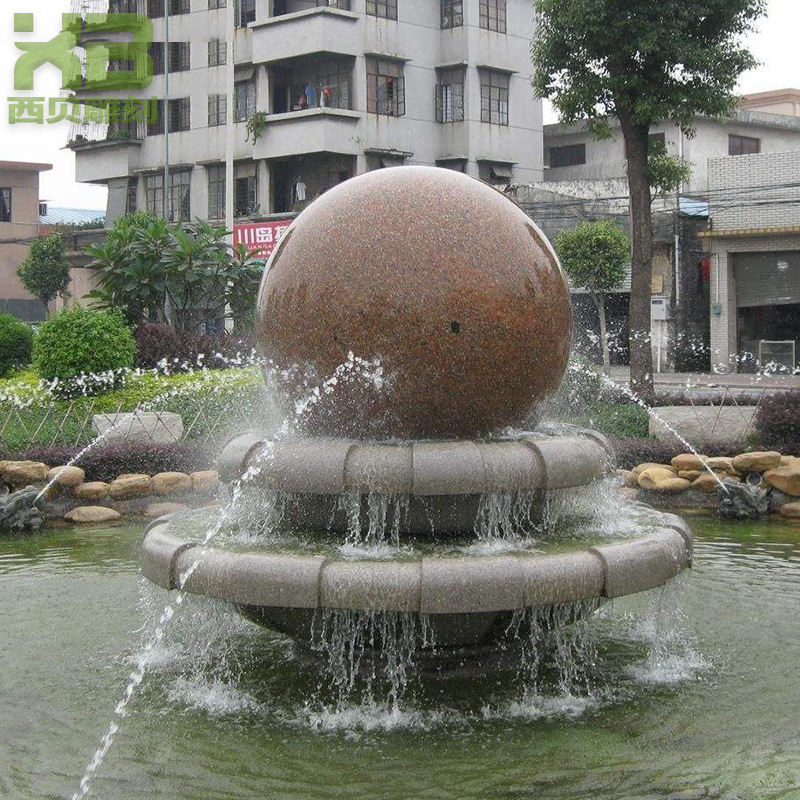 室外景观花岗岩风水球喷泉 工厂直销石雕流水景观喷泉水波摆件
