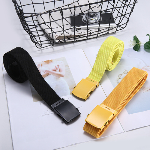 Automatic canvas belt for men and women, fashion woven, student simple and versatile, Korean denim belt width