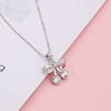 Necklace, chain for key bag  with bow, silver 925 sample, simple and elegant design, internet celebrity, Korean style