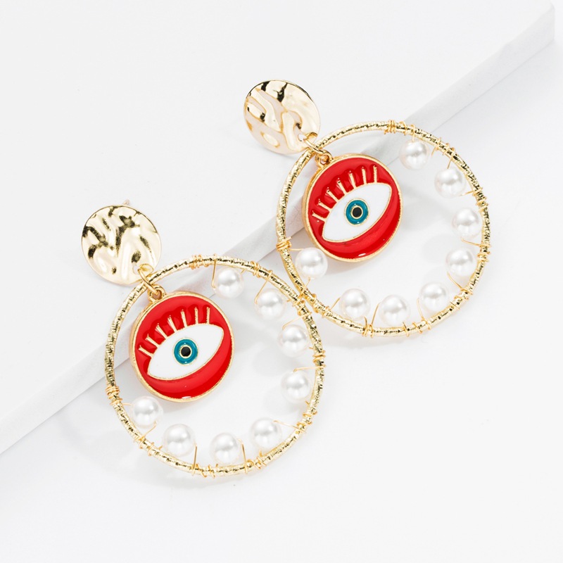 Pendientes Nuevos Pendientes De Ojo De Demonio Chapados En Oro Pendientes De Perlas De Moda Para Mujeres display picture 3