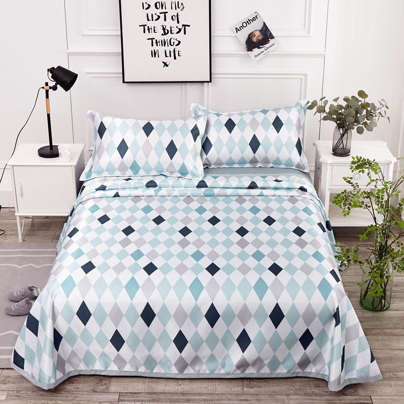 爆款ins网红床单款冰丝凉席三件套清新简约可折叠水洗凉席套件