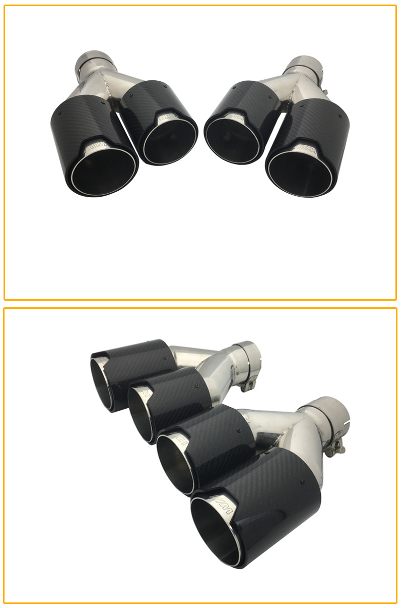 Suitable for BMW double titanium black carbon fiber tail throat 3 Series 5 series exhaust pipe modification M standard carbon fiber manufacturer