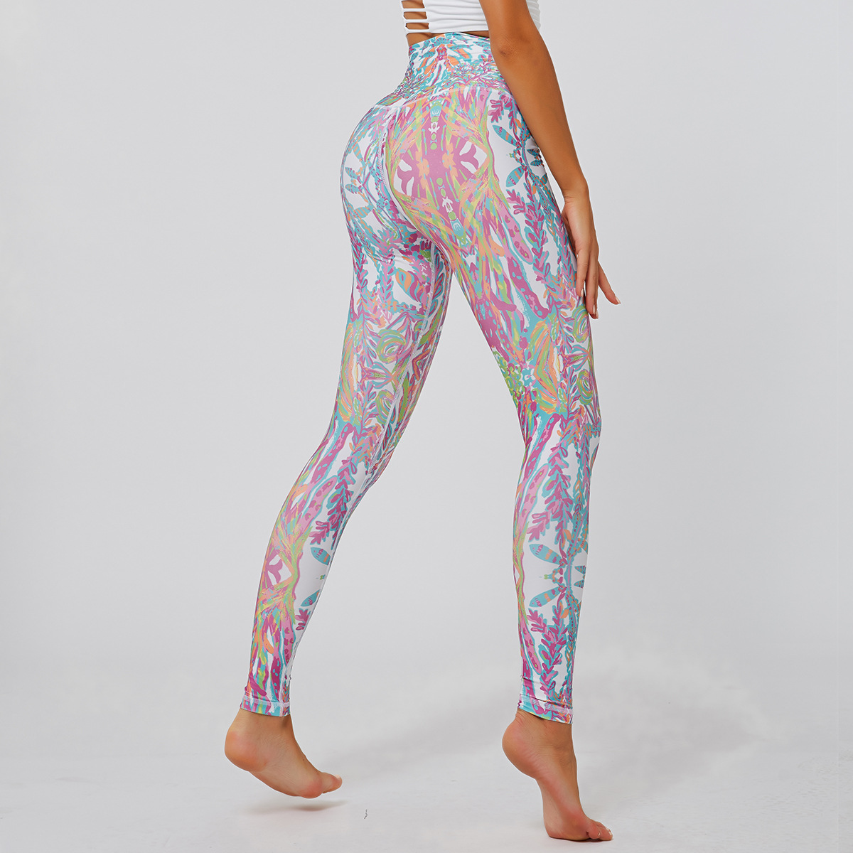 pantalones de yoga deportivos con estampado de cintura alta NSNS47262