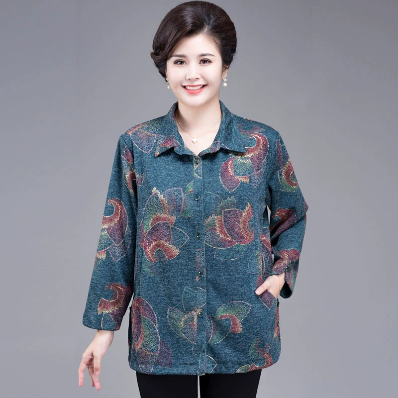 Женский кардиган, топ в западном стиле, для женщин среднего возраста, новинка весны и осени, плотная Верхняя рубашка с лацканами, осень 2020