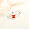 Cute ring, one size accessory pomegranate, 925 sample silver, on index finger, Korean style