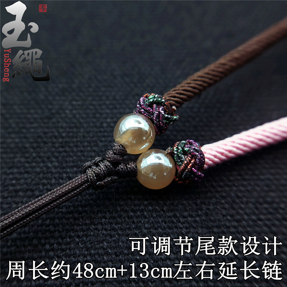 Ethnic pendant handmade, woven necklace cord wax agate with tassels, ethnic style, knit yourself