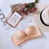 Front buckle gathered thickened bra， small chest， half cup， large upper support， adjustable anti-skid Strapless underwea