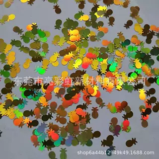 黄色菠萝形亮片 水果系列形状闪光片 橡胶 苹果形状珠光 镭射片