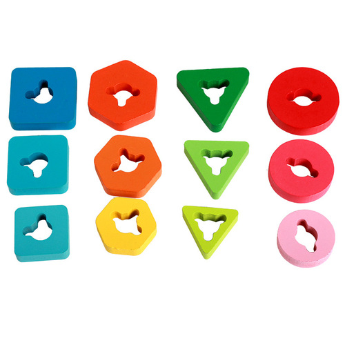 Shape Matching Column, Rotating Column, Kindergarten Children's Early Education Enlightenment Brain-Training Matching Blocks, DIY Toy