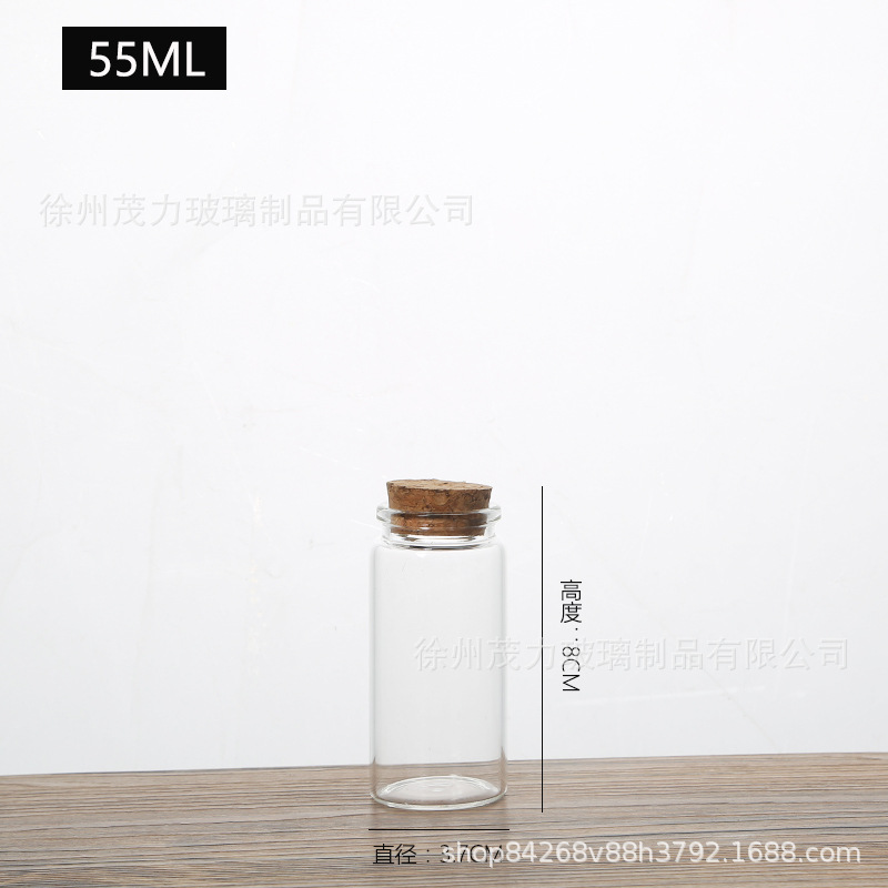 En stock 37mm botella de vidrio transparente botella de tubo de corcho botella de vidrio del arco iris que deseen botella de deriva Cordyceps cápsula botella pequeña