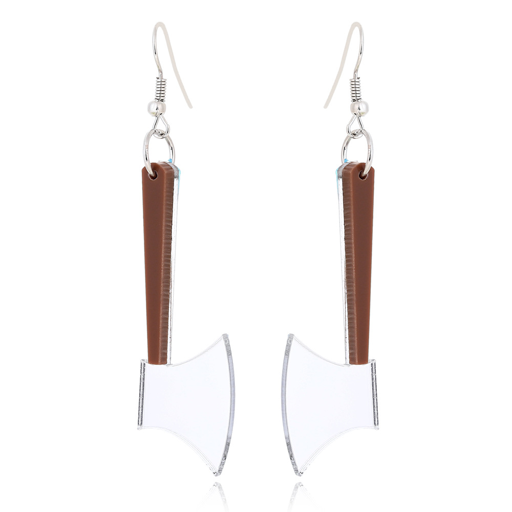 Creative Ear Jewelry Fashion Fun Creative Simple Acrylic Small Axe Earrings display picture 5