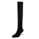 9789-6 Korean fashion women's boots transparent crystal heel high square suede sexy slim knee high boots