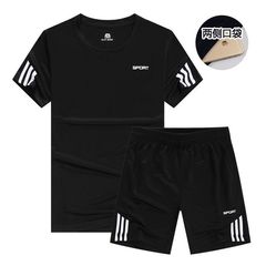 Men's Outdoor Sports Set Summer Short-Sleeve Shorts Running Loose Casual Sports T-Shirt Clothing Two Pieces