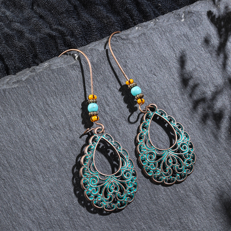 Bohemia Alloy Drop-shaped Hollow Alloy Earrings display picture 8