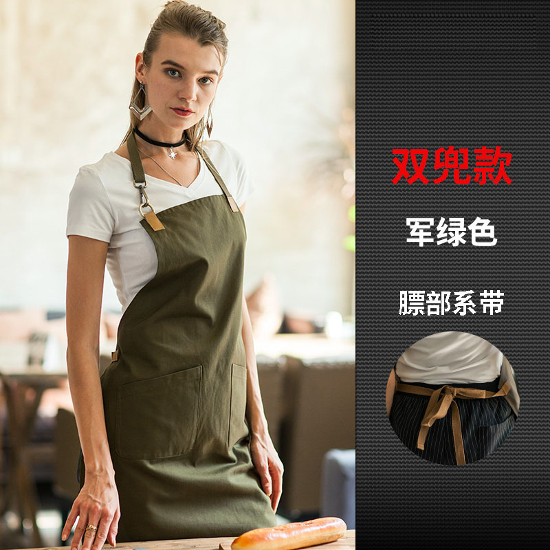 Delantal Halter moda coreana café leche té tienda delantal hombres y mujeres pintura lienzo ajustable delantal logotipo personalizado