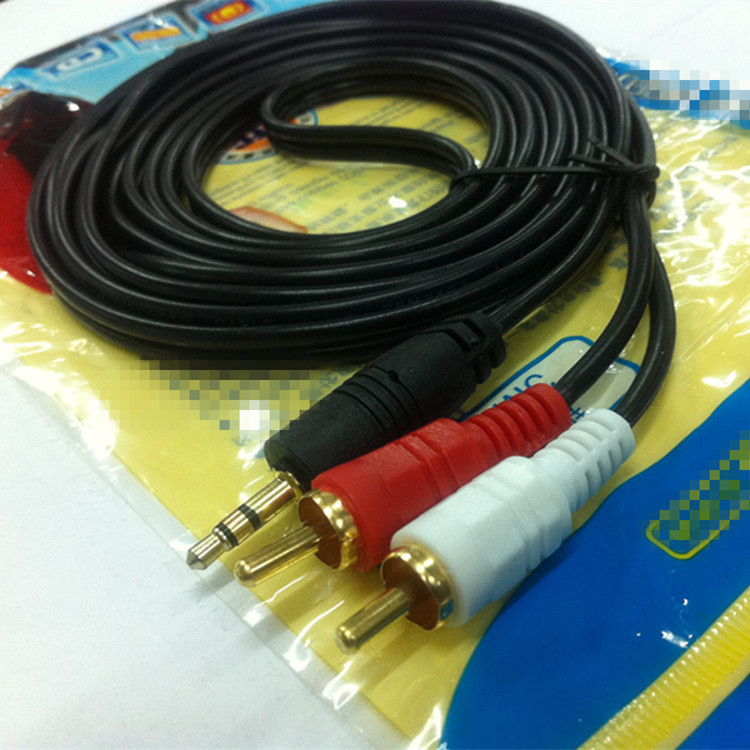 厂家直销音频线3.5MM转双莲花线2RCA3.5 一分二电脑接音箱 3米