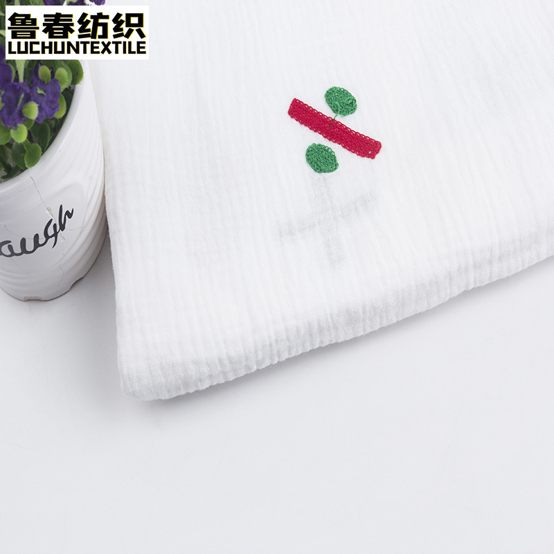 纯棉双层泡泡纱 全棉皱布刺绣 月子服 家居服 睡衣 童装面料