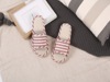 Factory direct selling volume Four seasons home soft stripe linen flax slippers men's cotton linen home sandals and slippers female