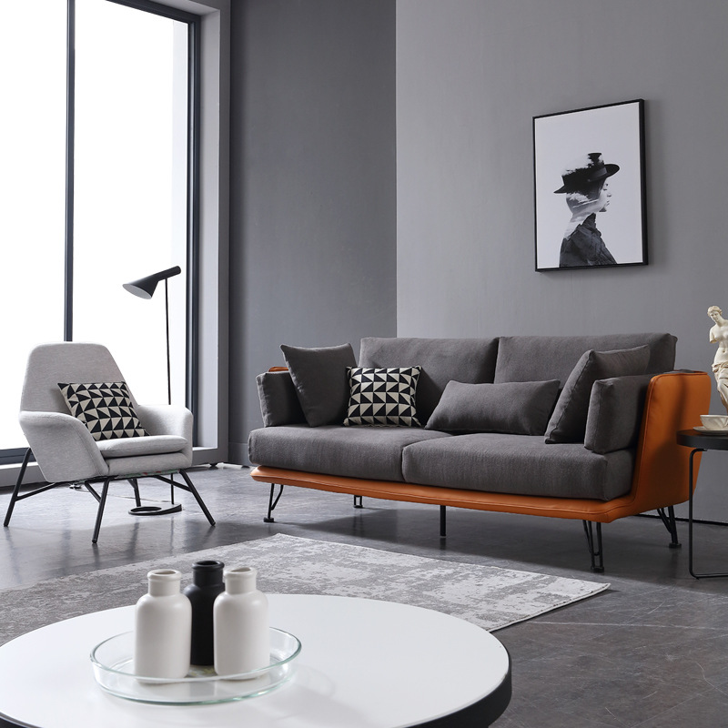Procesamiento personalizado modelo de sala de tejido sofá casual simple moderno sala de estar tipo pequeño sofá de cuero doble triple persona