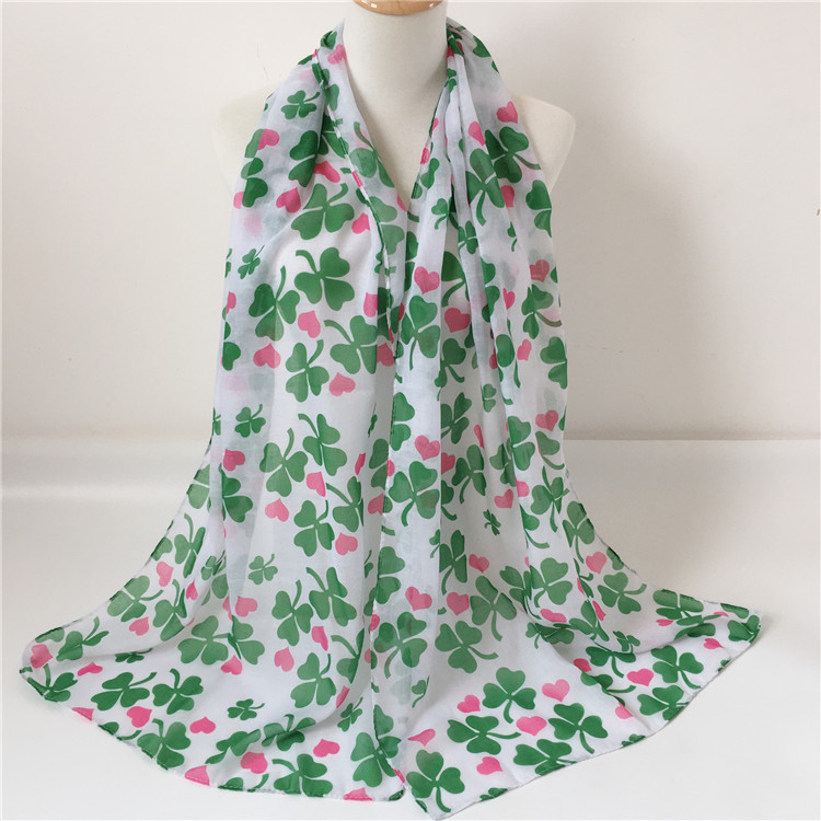 Unisex Ig Style Shamrock Heart Shape Polyester Printing Scarf display picture 5