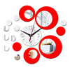 Factory wholesale DIY silver red 3D creative silent mirror wall sticker hanging clock