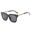 Sunglasses, trend metal glasses, square decorations solar-powered, European style, wholesale