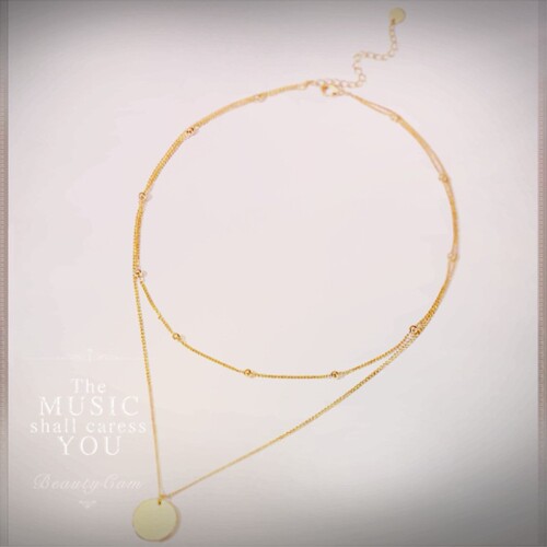 AliExpress European and American multi-layer necklace women's clavicle chain simple round pendant short neck chain necklace jewelry