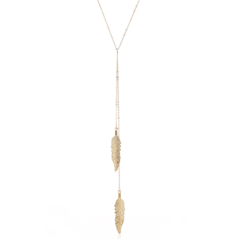 fashion metal geometric Y-shaped pendant long necklace