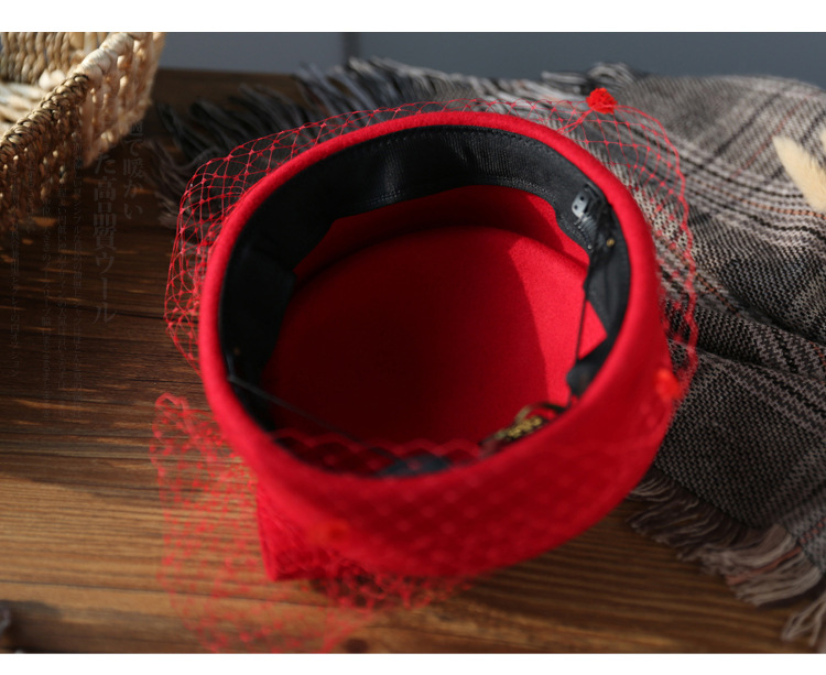 161g Weight Fascinator Hats, Beret Hat Hats Type Daily, Shopping Occasion Artificial Wool Material Solid Color Pattern Winter Season Women's Gender Net Yarn, Bowknot Design Elegant, Retro Style Eaveless Rim Women's Elegant Retro Solid Color Net Yarn Bowknot Eaveless Fascinator Hats Beret Hat