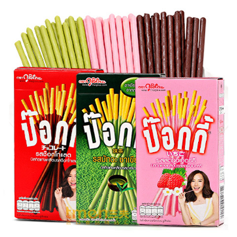 Thailand import Glico Pocky Pocky coating biscuit Matcha strawberry Chocolate bars leisure time food