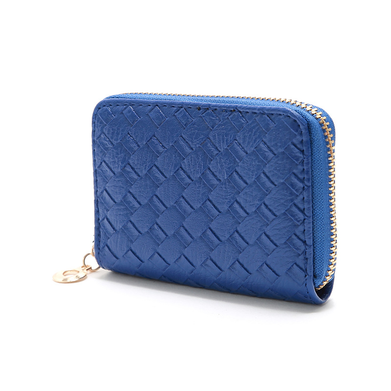 48g Weight Zipper Closure Type Pu Leather Material Solid Color Pattern Unisex Gender Grey, Rose Red, Purple, Blue, Gold, Silver, Black Color Nihaojewelry Wholesale Accessories Korean Woven Pattern Multi-position Card Bag 19