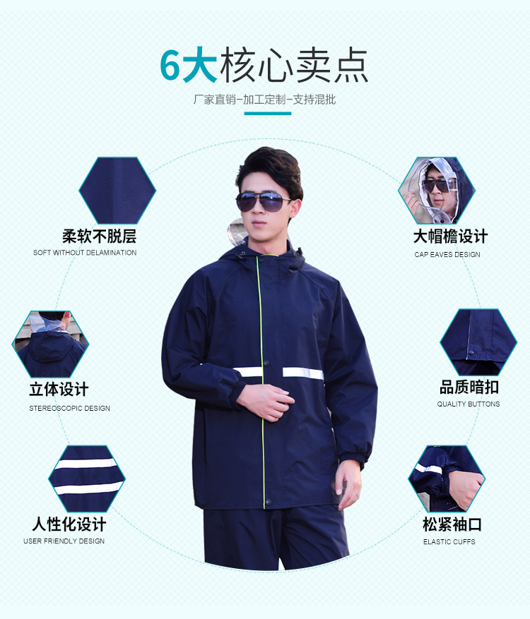雨衣雨裤套装,分体雨衣,防水双层雨衣,外卖雨衣