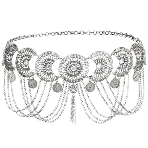 Fashion retro coin tassel waist chain dance casual popular European and American body chain waist jewelry wholesale direct sales